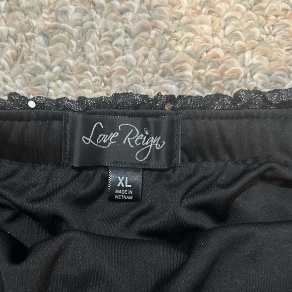 Love reign floral lace/sequin lined black/silver strapless dress w/ belt size xl - Picture 3 of 3